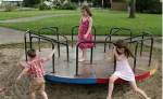 Fast Merry Go Rounds on a playground