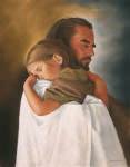Jesus holding girl